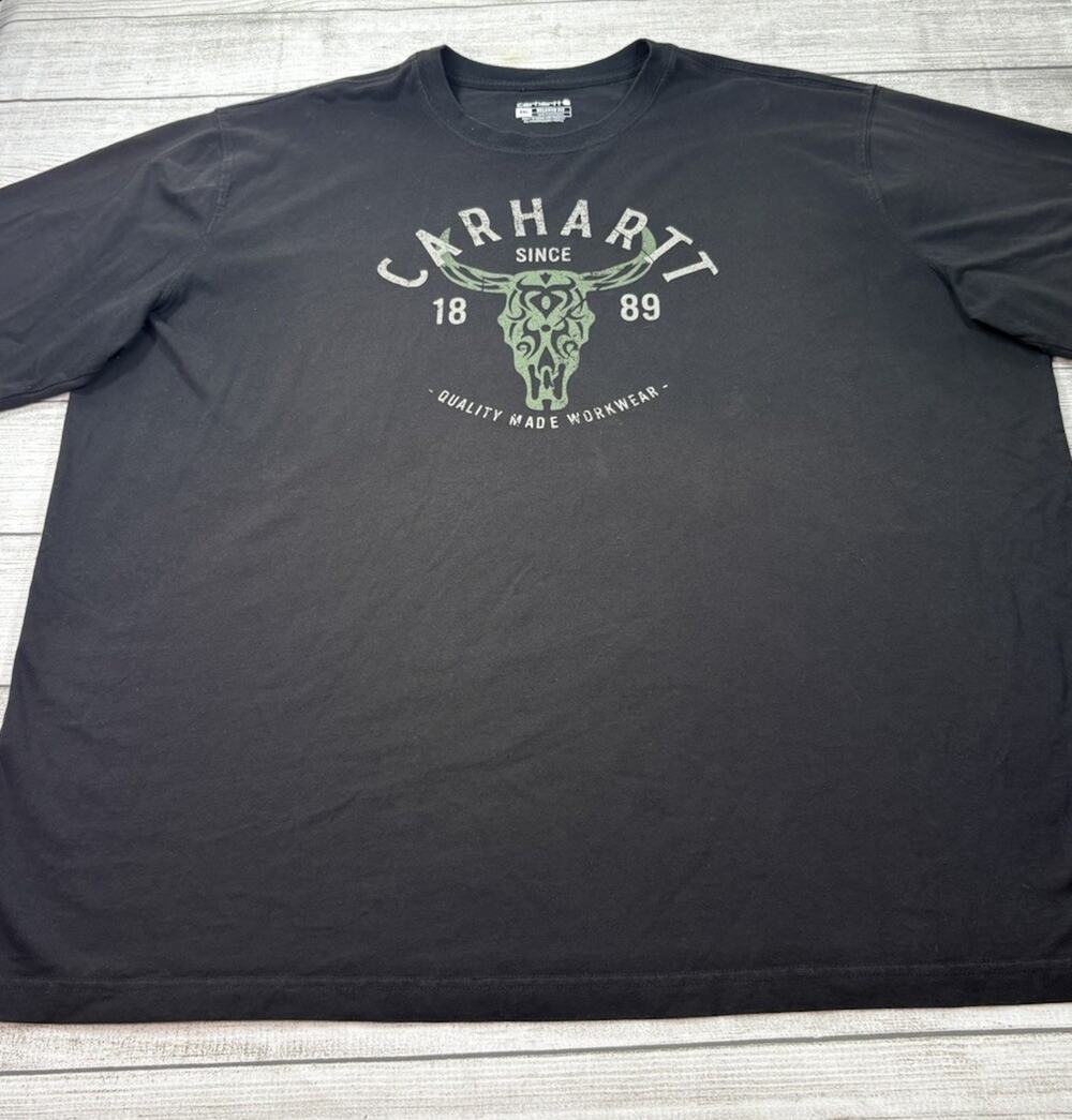 Carhartt Men's Relaxed Fit Cow Skull Graphic T-Shirt Short Sleeve Black Size 3XL